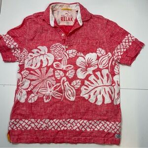 Tommy Bahama Relax Mens Sz L Hawaiian Pullover 100% Linen Shirt  Vacation Resort